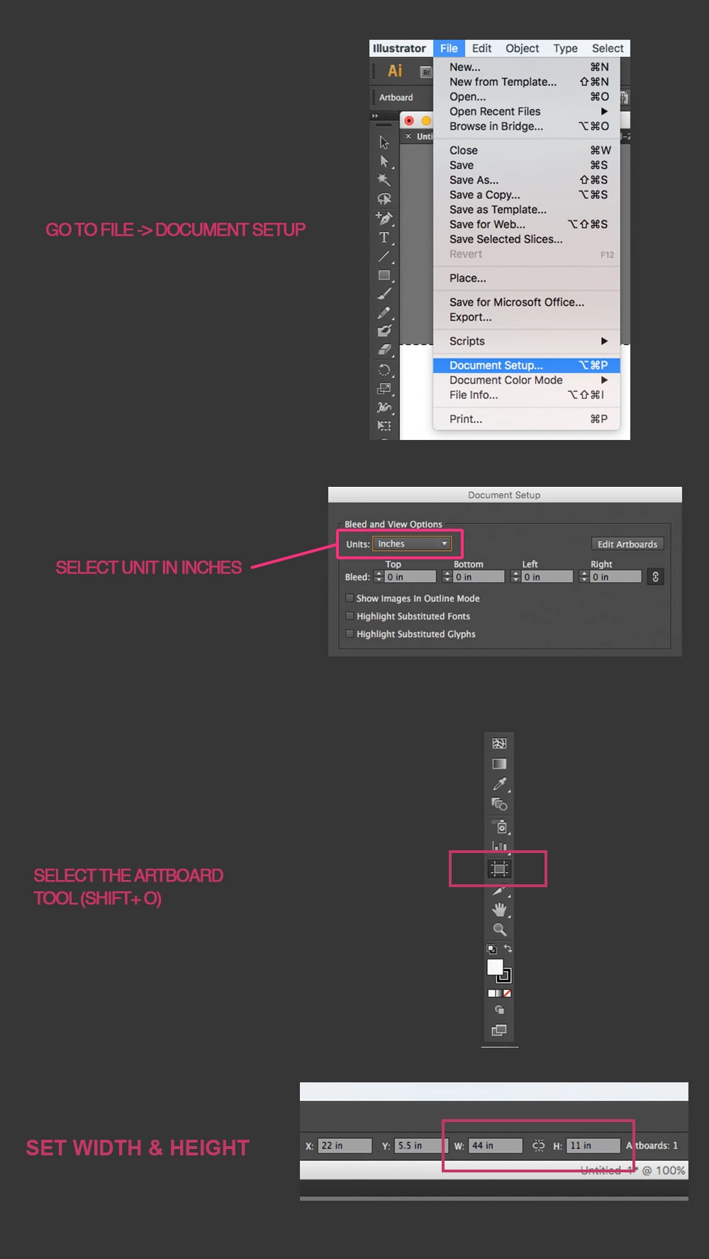 Illustrator: Set document units and artboard size