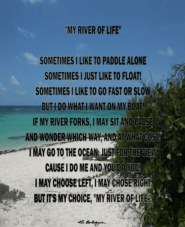 "My River Of Life" Poem/Picture/Poster with ocean view background