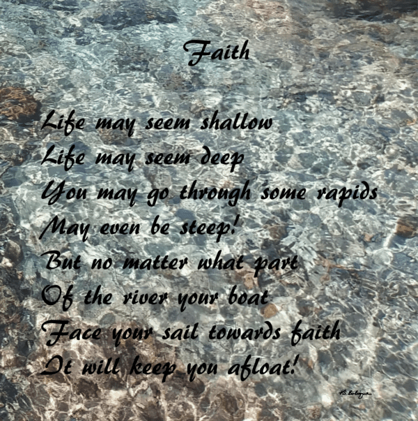 "Faith" Poem (Picture/Poster) on crystal clear ocean water background