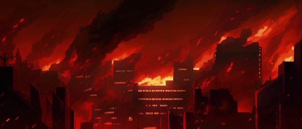 Anime Red City Fire 1