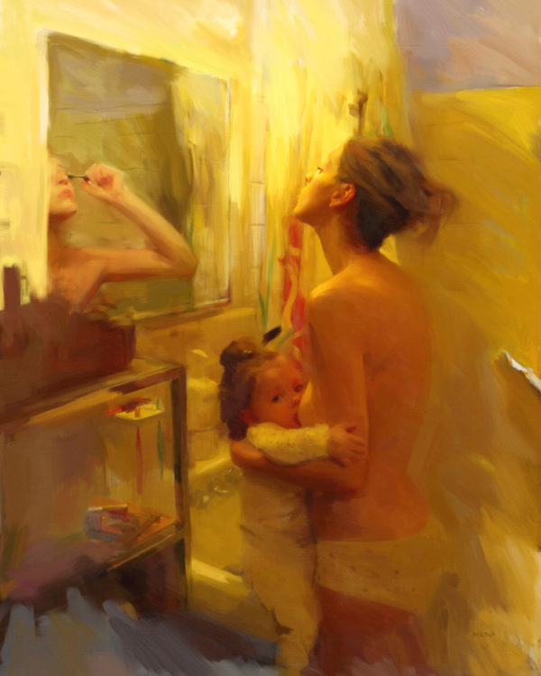 Multitasking, Ricky Mujica, Ricardo Mujica, Art, Giclee, breast feeding, mother, love, baby