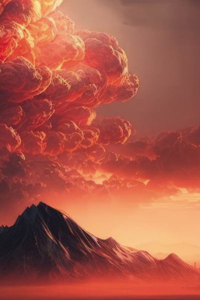 Mountain Sunset Burning Clouds