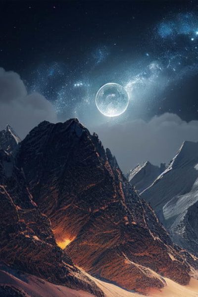 Snowy Mountains at Night